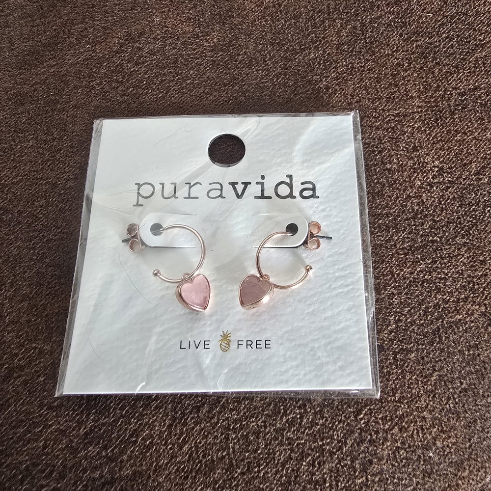 Pura Vida Pink Heart Hoop Earrings